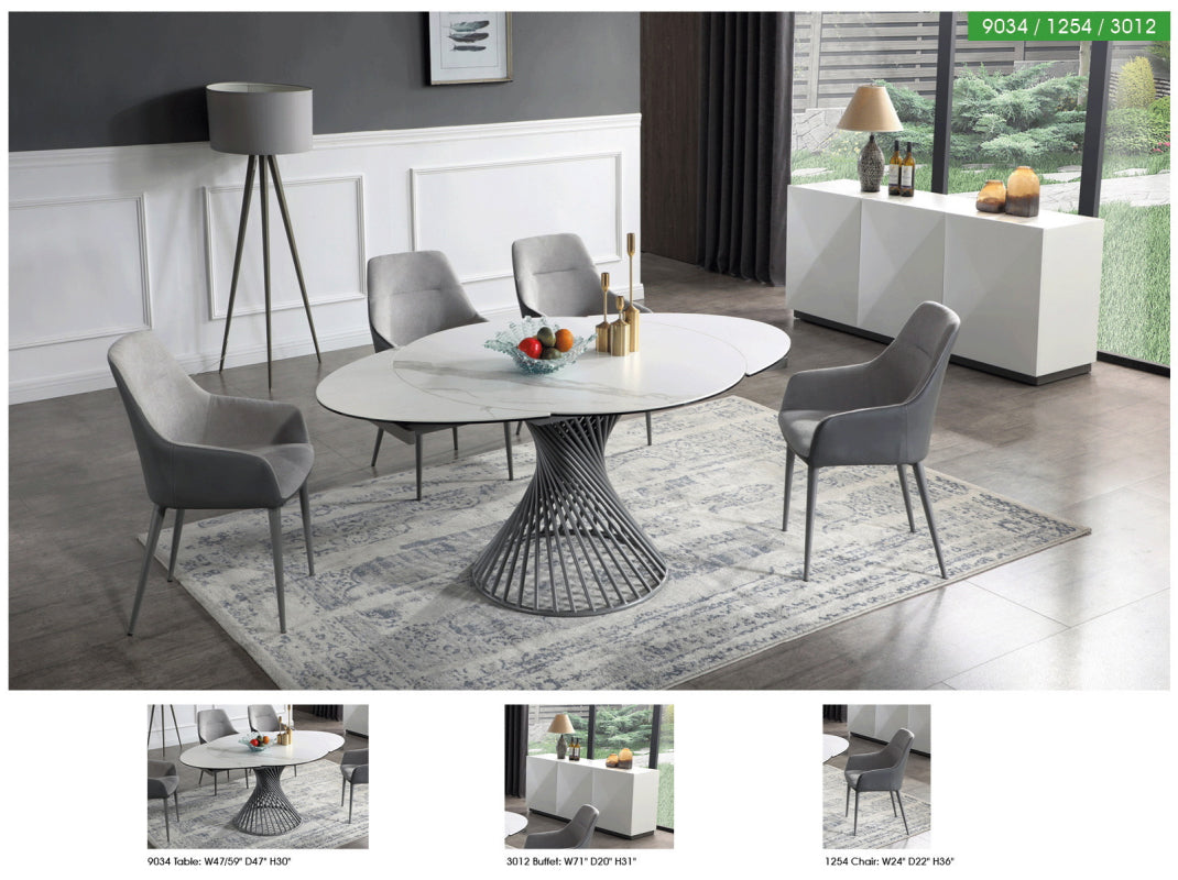 9034 Dining Table with 1254 Chairs and 3012 buffet