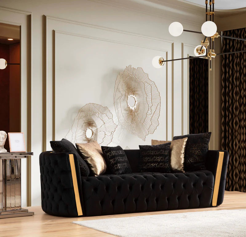 Fanci Black Velvet Sofa & Loveseat