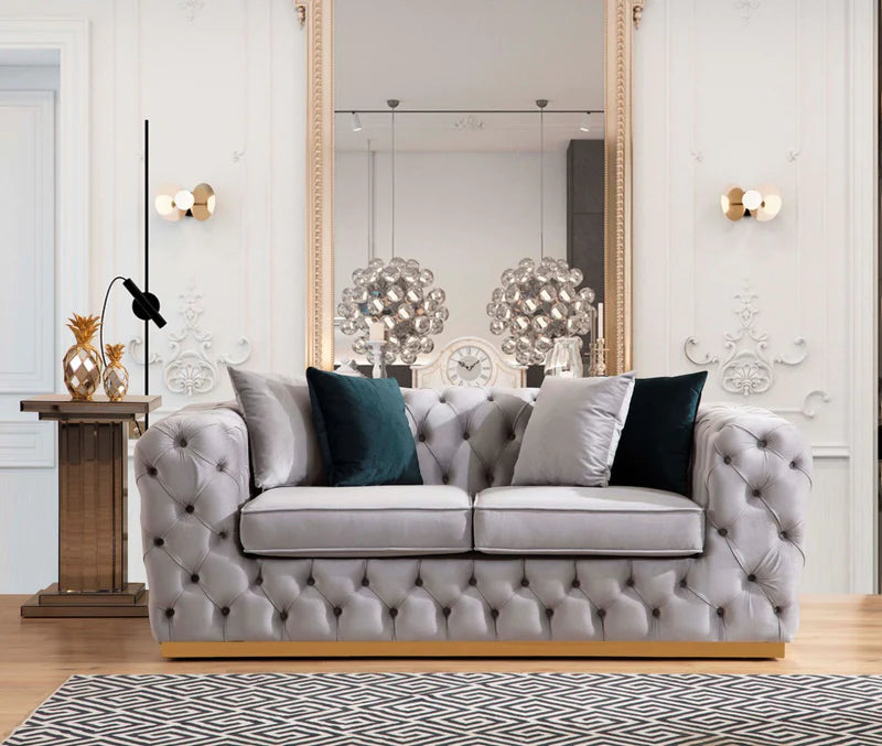 Stella Gray Velvet Sofa & Loveseat