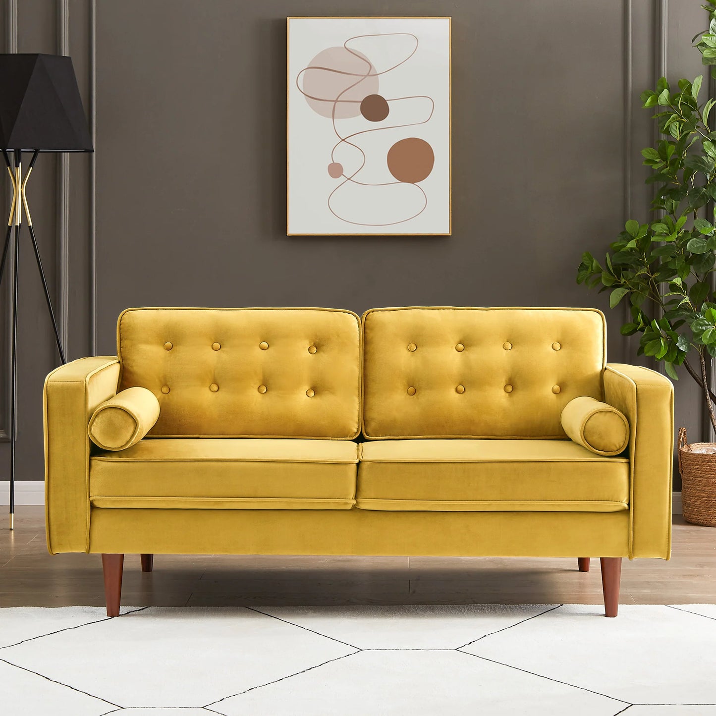 Kirby Loveseat (Yellow Velvet)