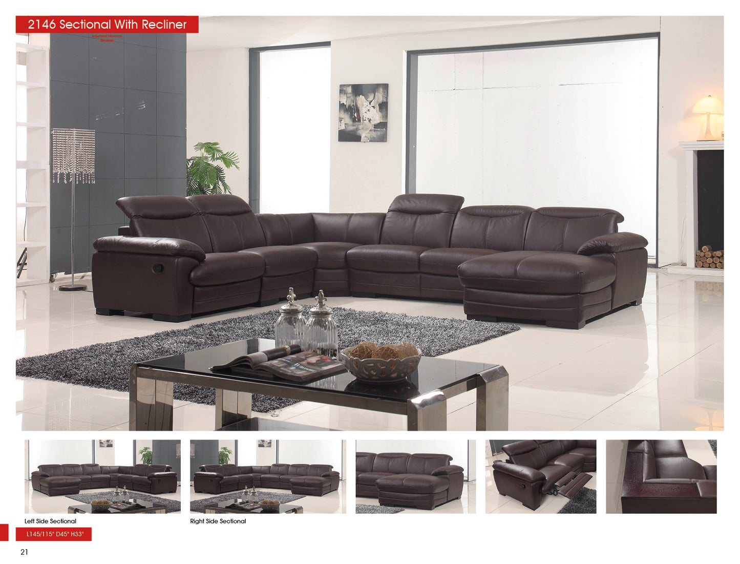 2146 Sectional with 1 Manual Recliner