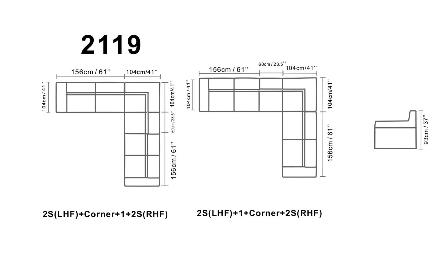 2119 Sectional Light Grey
