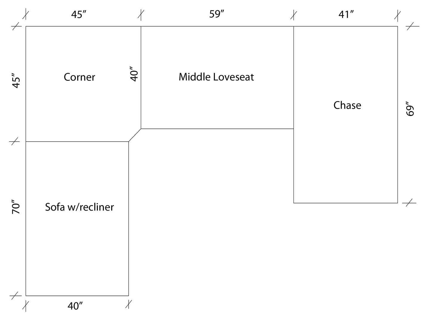 2146 Sectional with 1 Manual Recliner