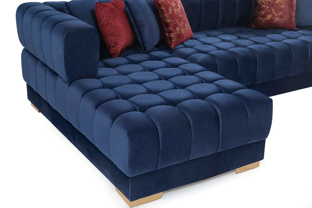 Ariana Blue Velvet Double Chaise Sectional