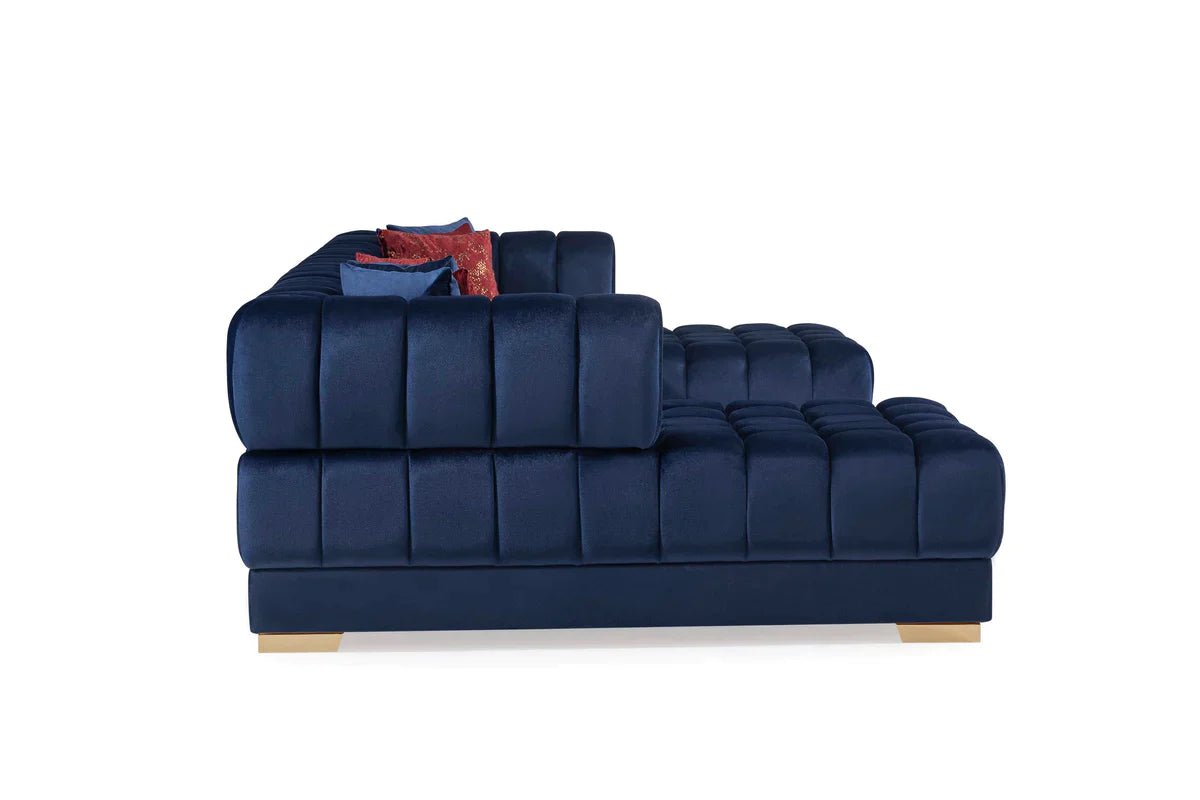 Ariana Blue Velvet Double Chaise Sectional