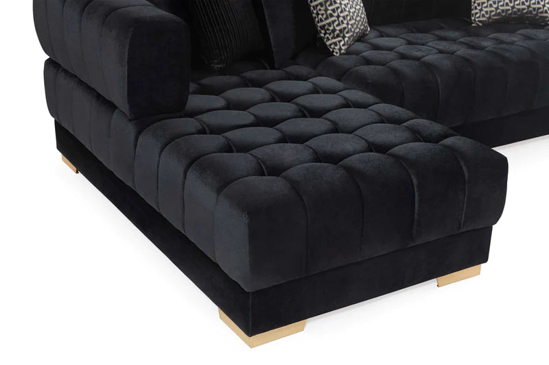 Ariana Black Velvet Double Chaise Sectional