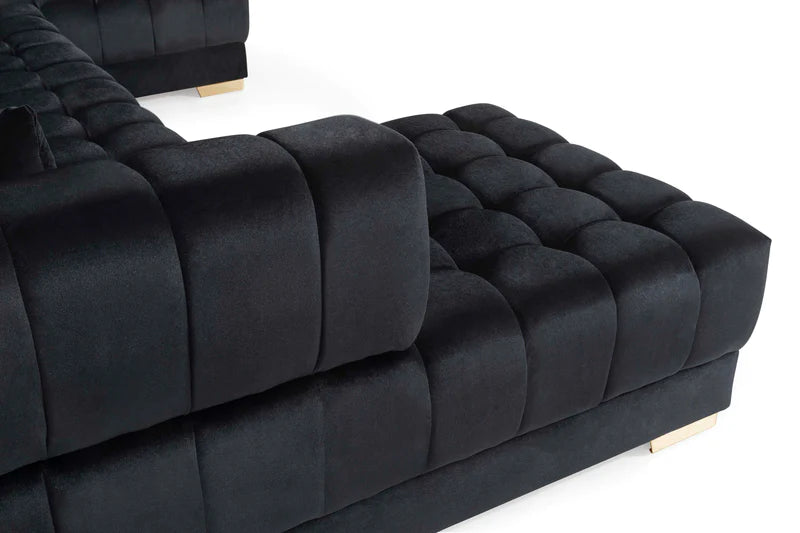 Ariana Black Velvet Double Chaise Sectional