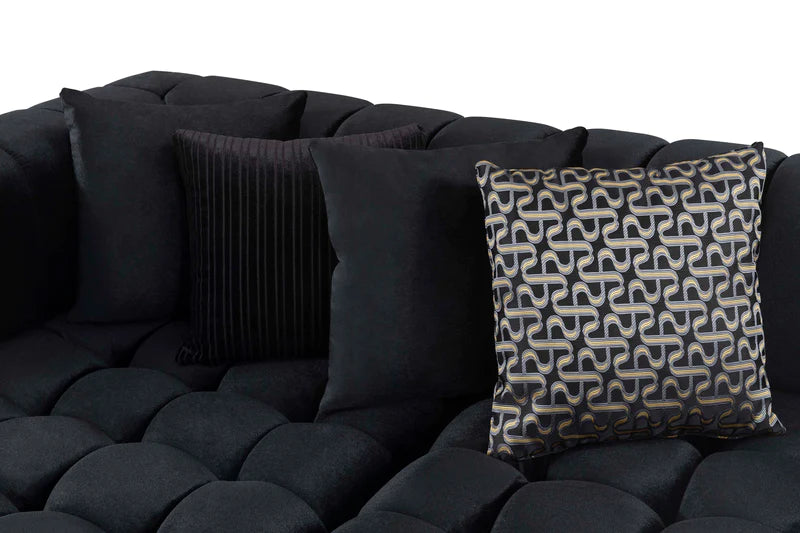 Ariana Black Velvet Double Chaise Sectional