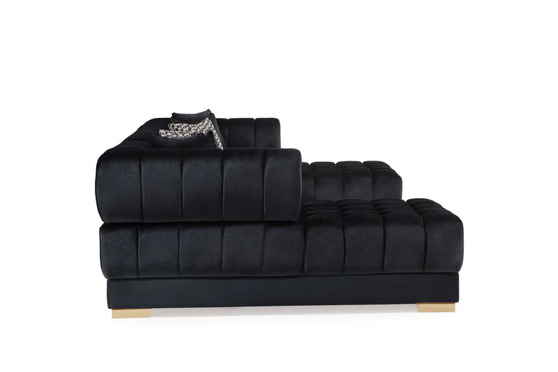 Ariana Black Velvet Double Chaise Sectional