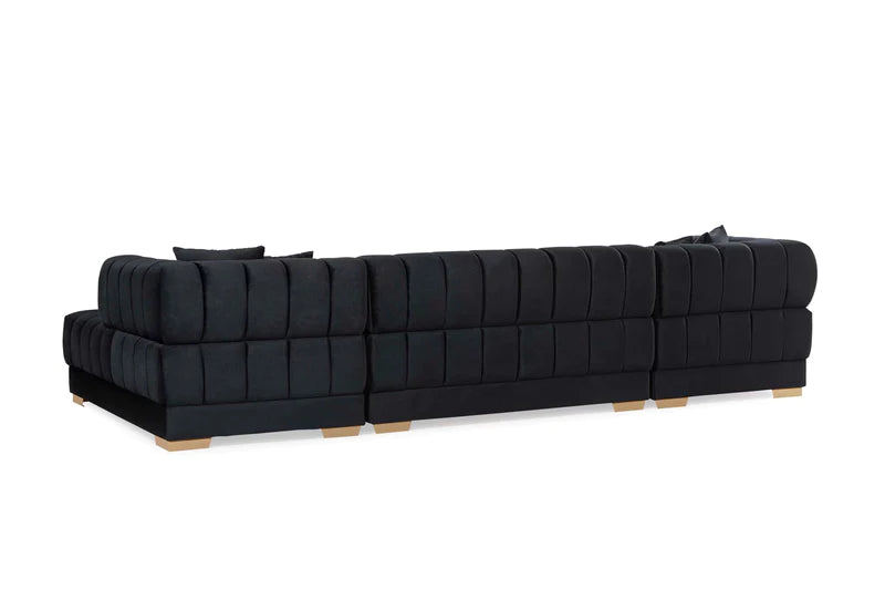 Ariana Black Velvet Double Chaise Sectional