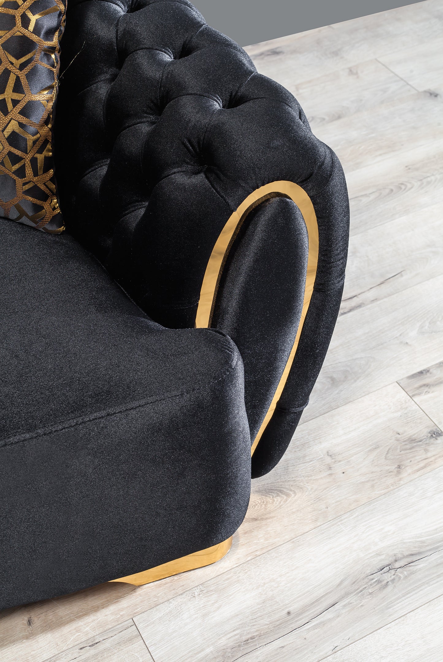 Victoria Black Velvet Sofa & Loveseat