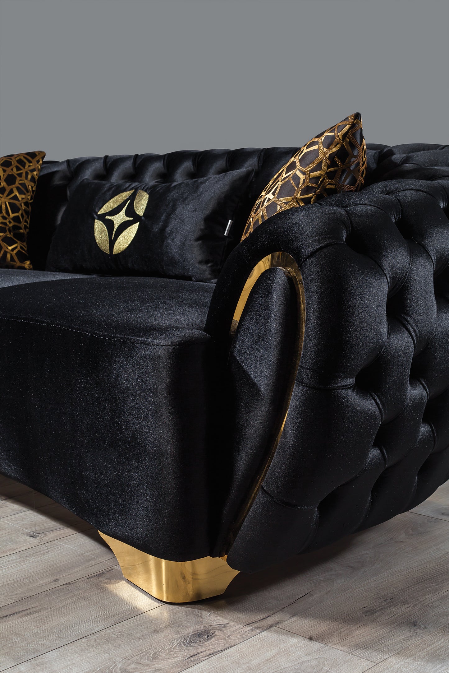 Victoria Black Velvet Sofa & Loveseat