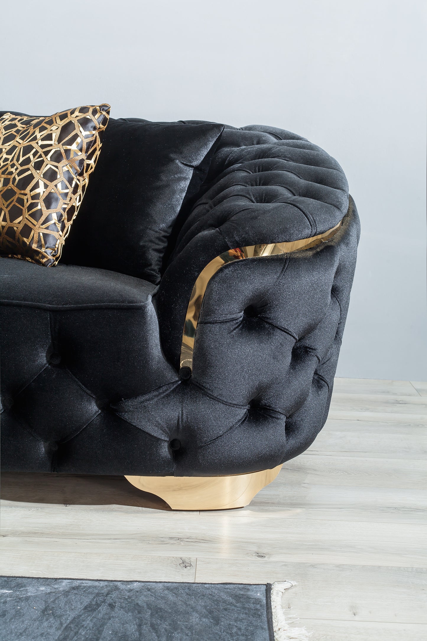 Lupino Black Velvet Sofa & Loveseat