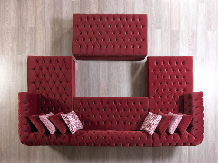 Lauren Velvet Maroon Double Chaise Sectional