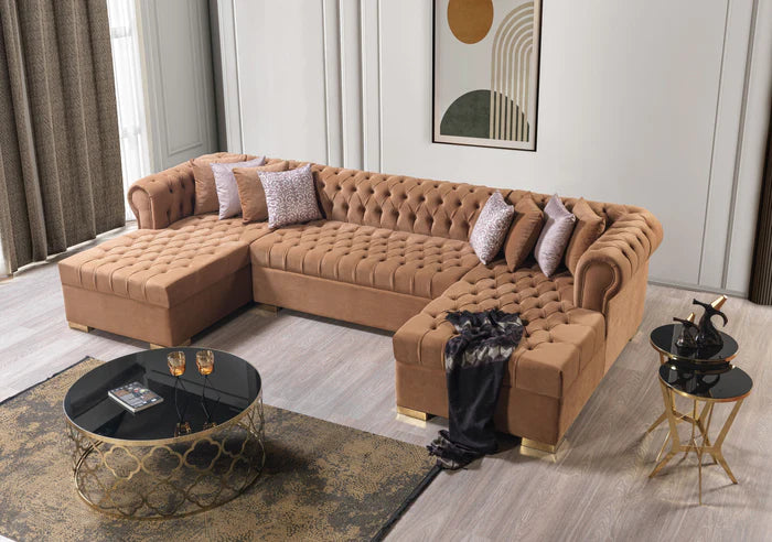 Lauren Velvet Mocha Double Chaise Sectional