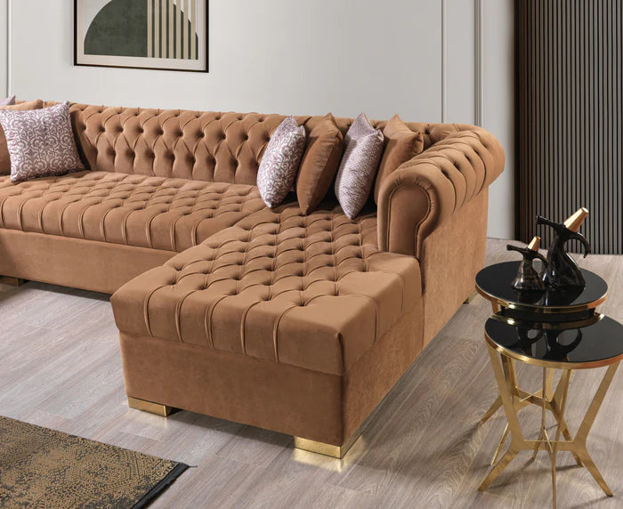 Lauren Velvet Mocha Double Chaise Sectional