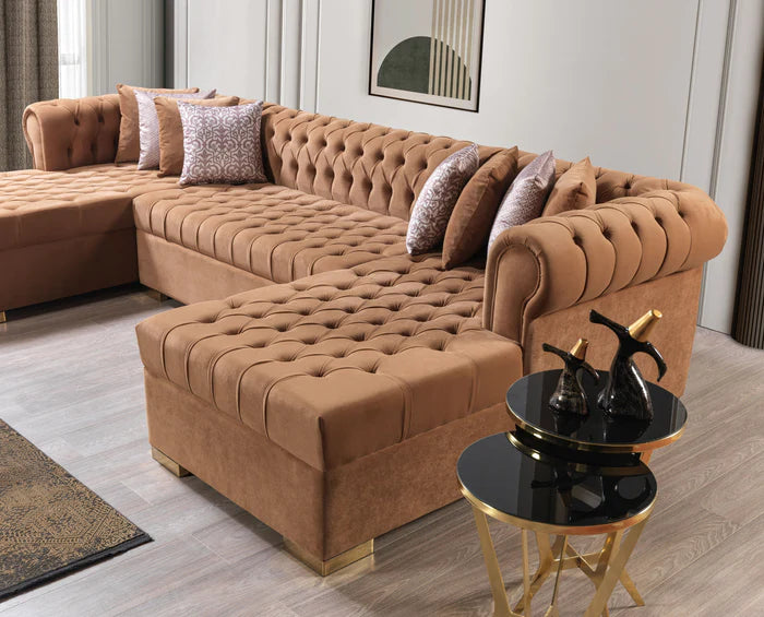 Lauren Velvet Mocha Double Chaise Sectional