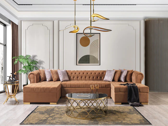 Lauren Velvet Mocha Double Chaise Sectional