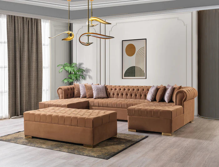 Lauren Velvet Mocha Double Chaise Sectional