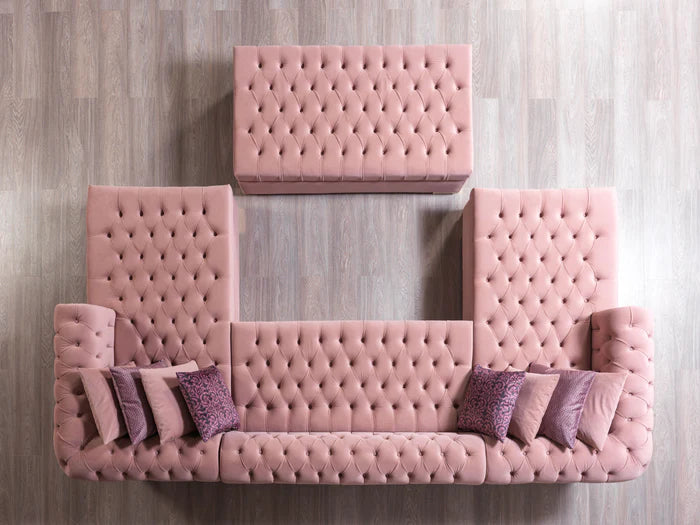 Lauren Velvet Pink Double Chaise Sectional