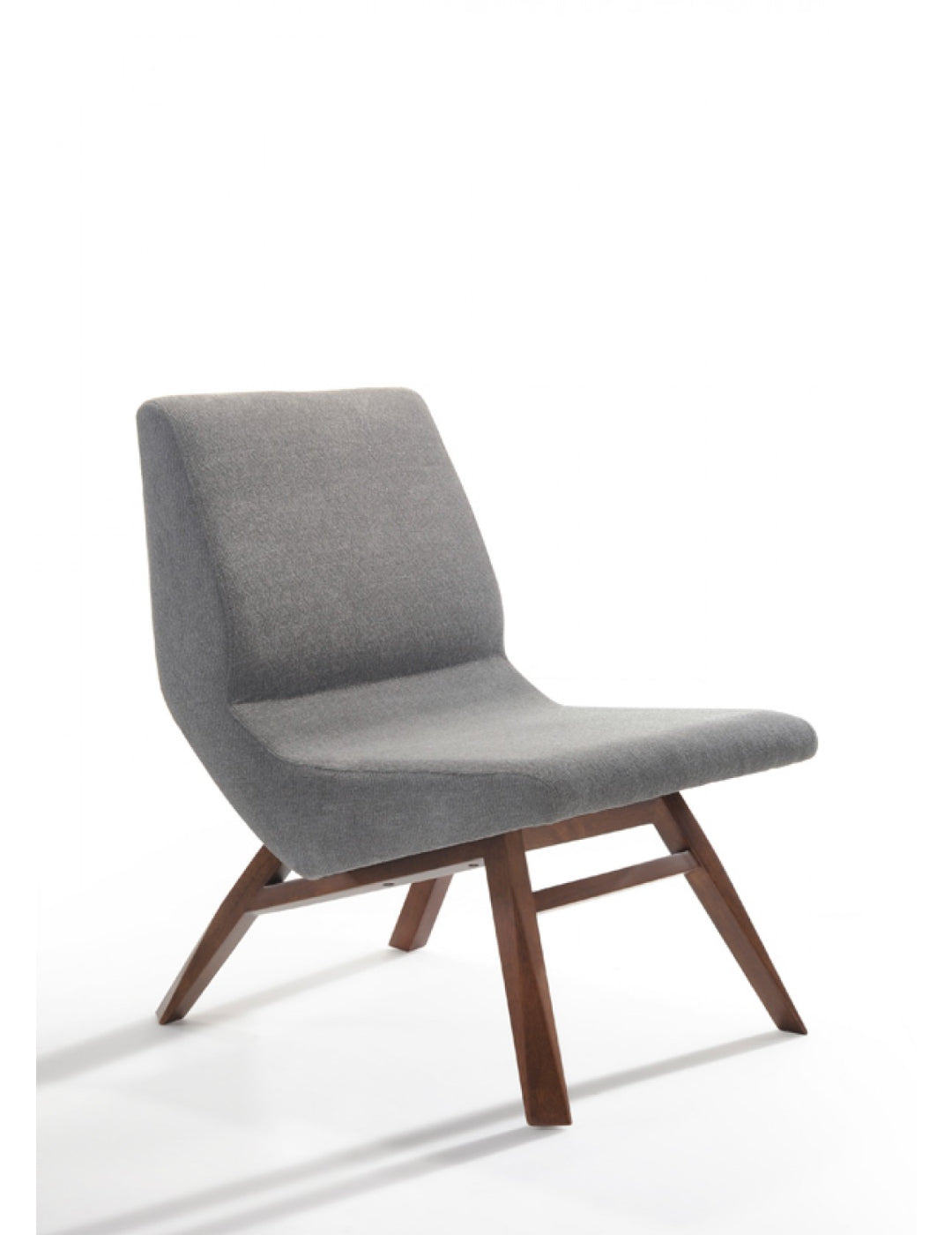 Modrest Whitney Modern Grey & Walnut Accent Chair & Ottoman