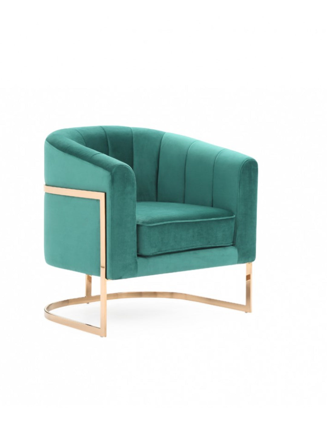 Modrest Trask Modern Green Velvet & Rosegold Accent Chair