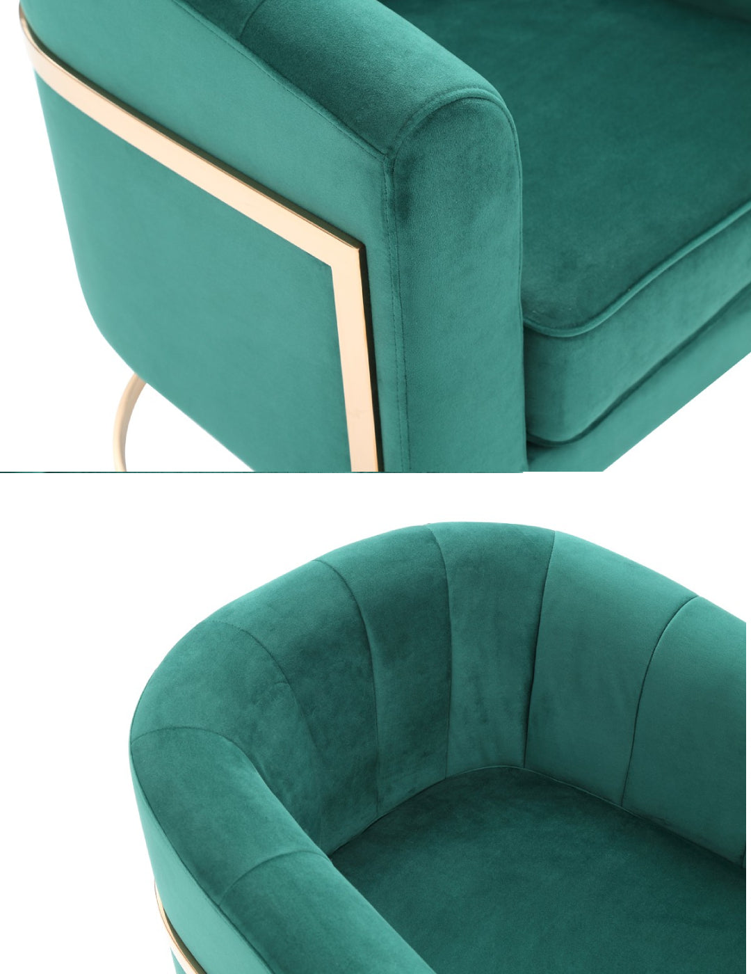 Modrest Trask Modern Green Velvet & Rosegold Accent Chair