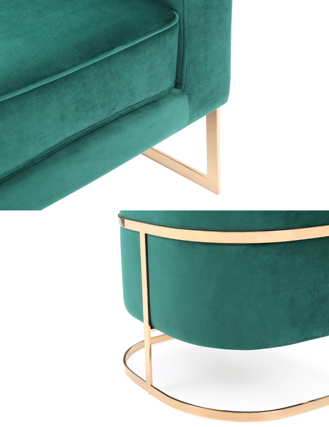Modrest Trask Modern Green Velvet & Rosegold Accent Chair