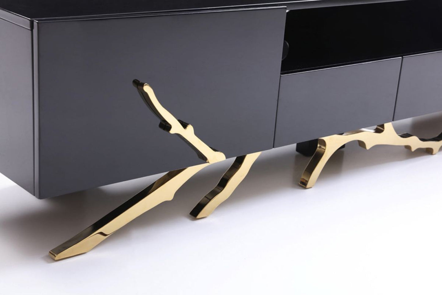 Modrest Legend Modern Black & Champagne Gold TV Stand