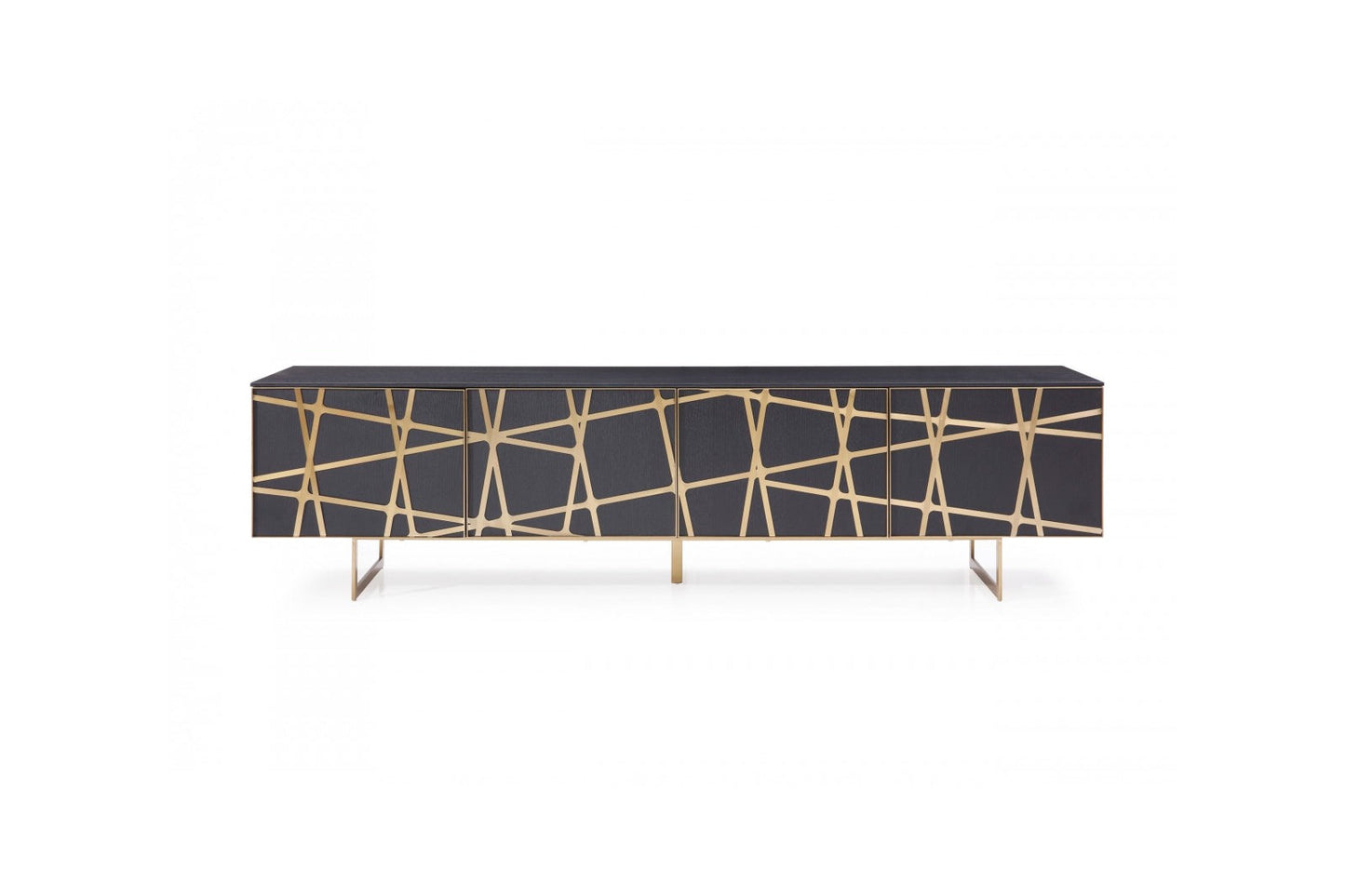 Modrest Kilson - Modern Black Oak & Champagne Gold TV Stand