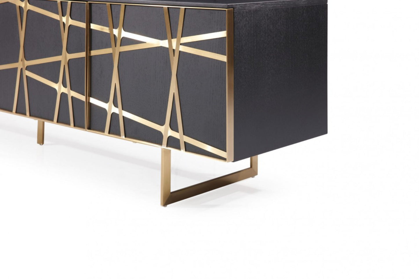 Modrest Kilson - Modern Black Oak & Champagne Gold TV Stand