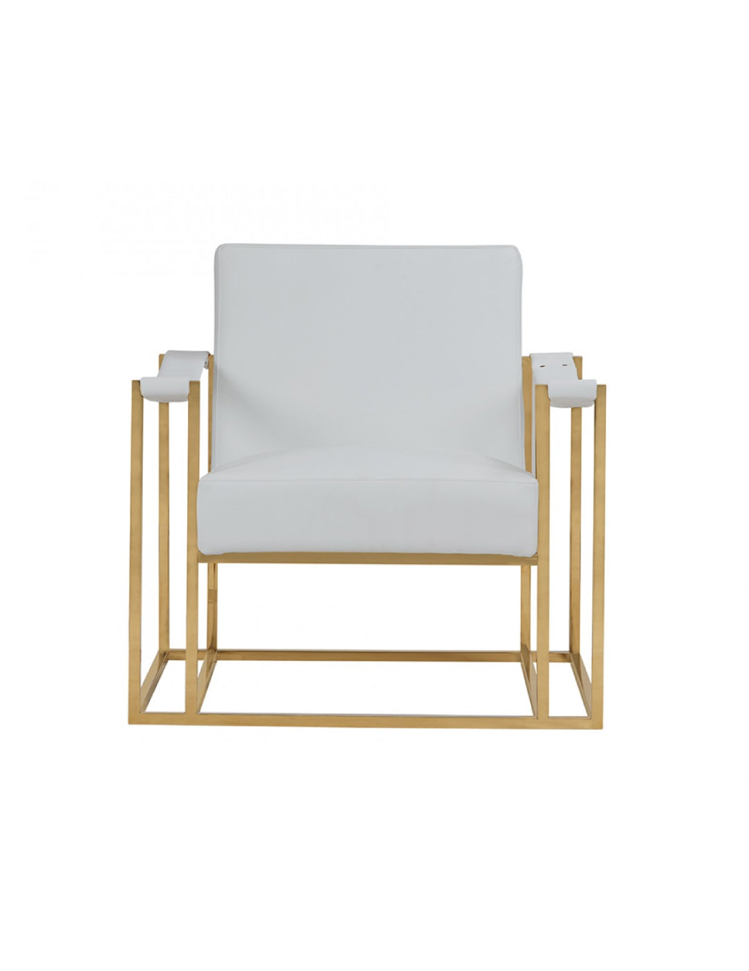 Modrest Larson Modern White Leatherette & Gold Accent Chair