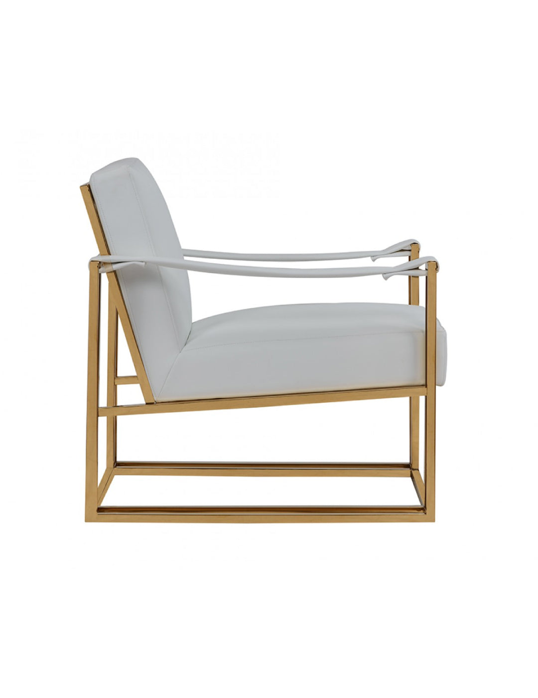Modrest Larson Modern White Leatherette & Gold Accent Chair