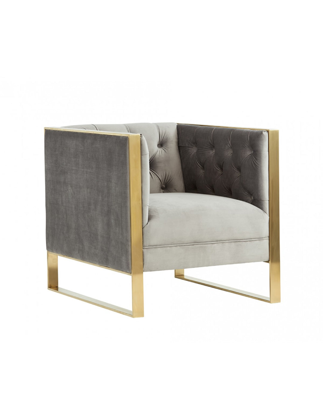 Divani Casa Carlos Modern Grey Velvet & Gold Accent Chair