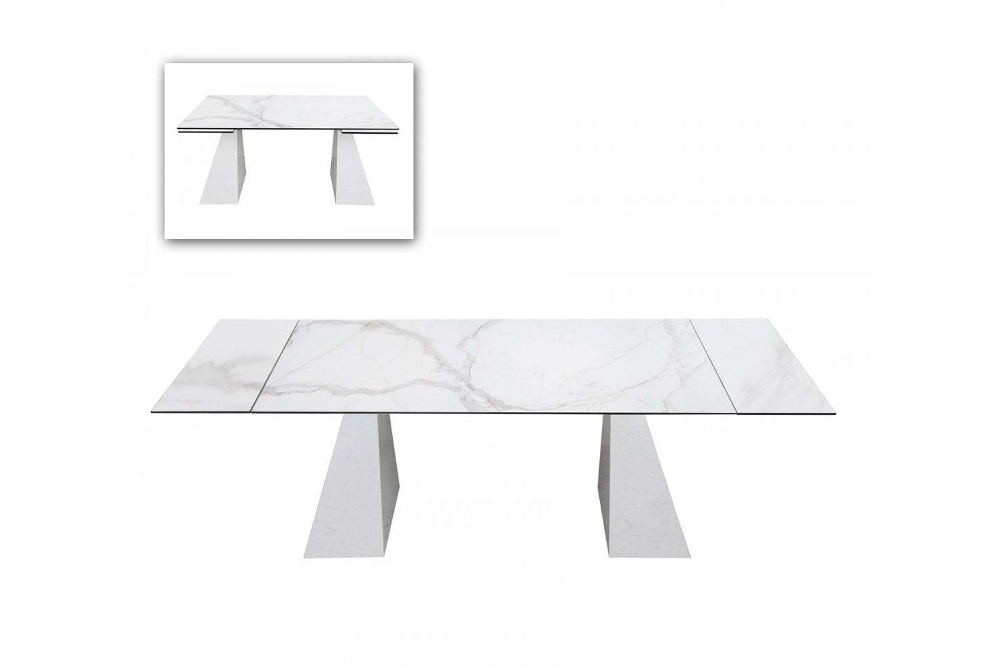 Modrest Latrobe - Modern White Ceramic Quartz 118" Extendable Dining Table