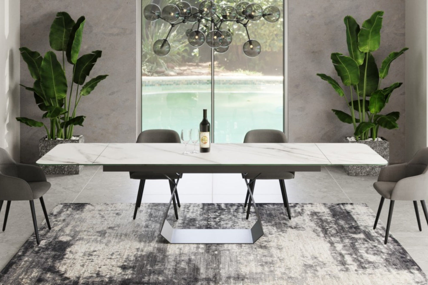 Modrest Howell - Modern White Ceramic Extendable Dining Table