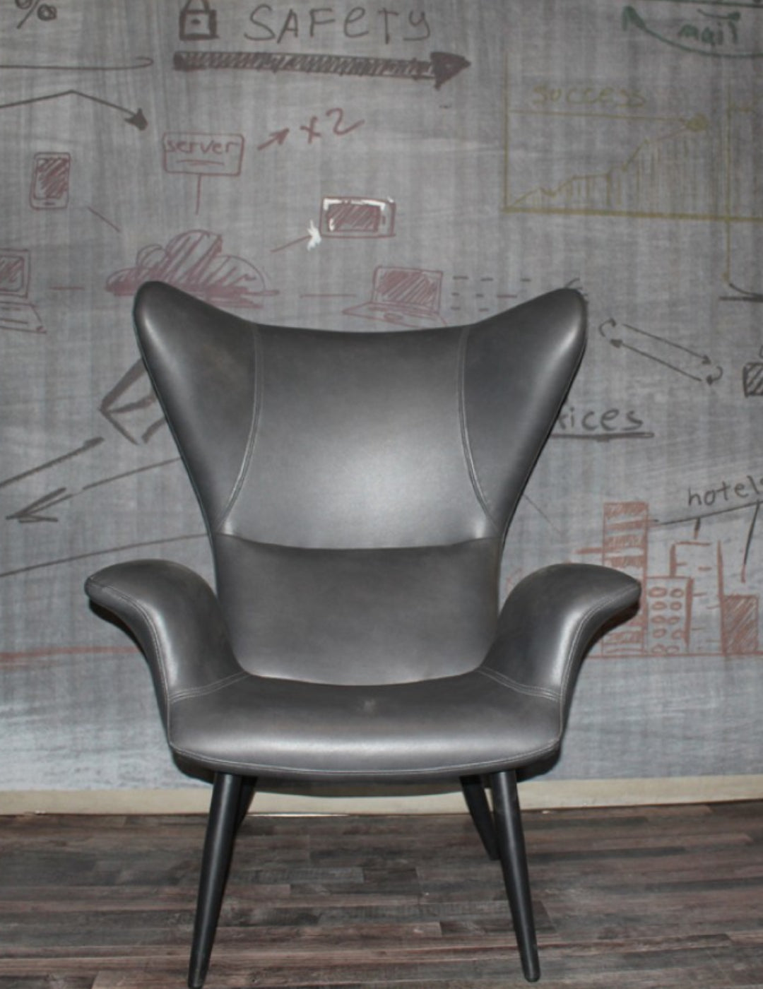 Divani Casa Slater Modern Dark Grey Leatherette Lounge Chair