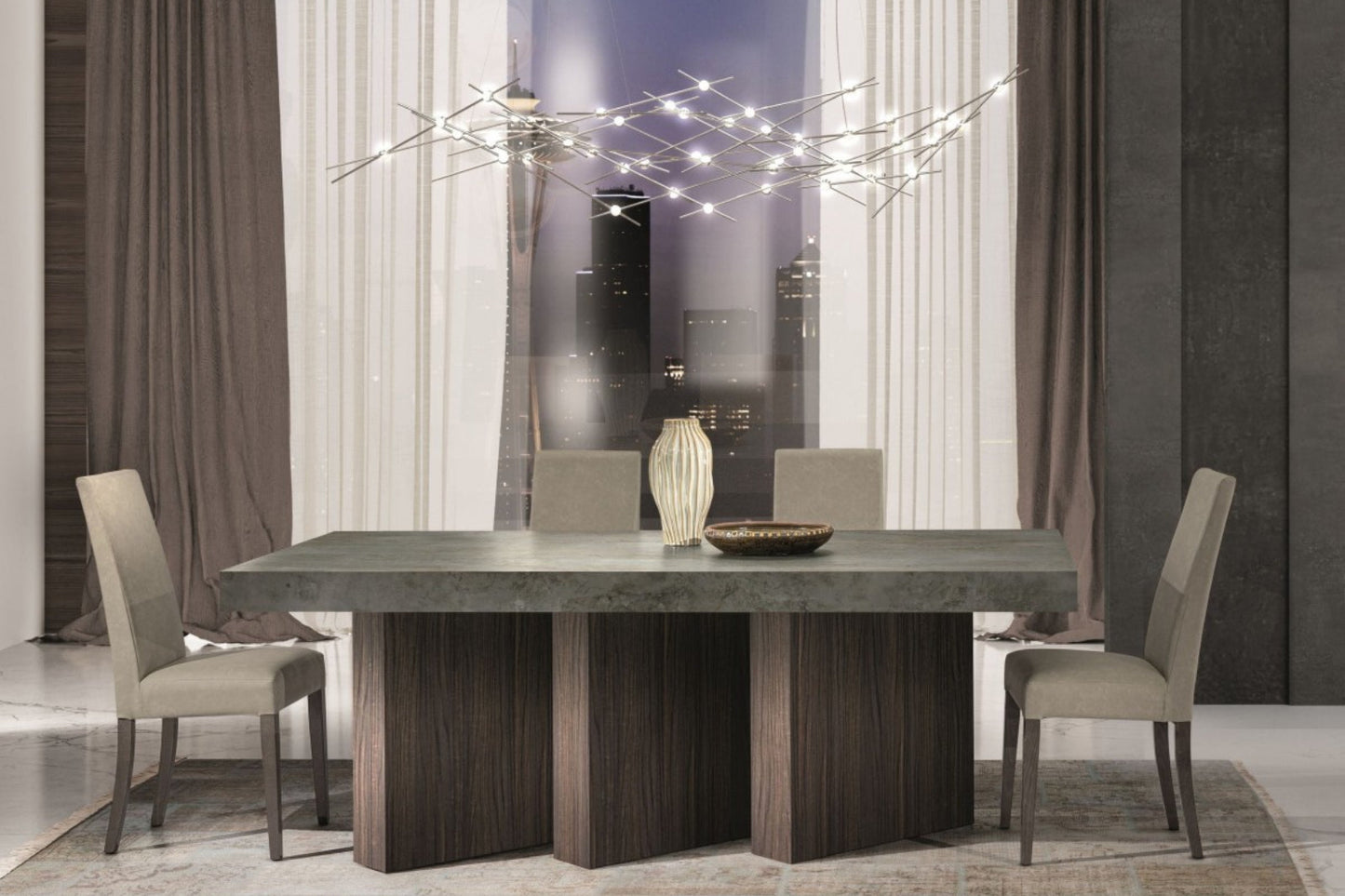 Nova Domus Amsterdam - Modern Grey Volcano & Eucalyptus Oak Dining Table