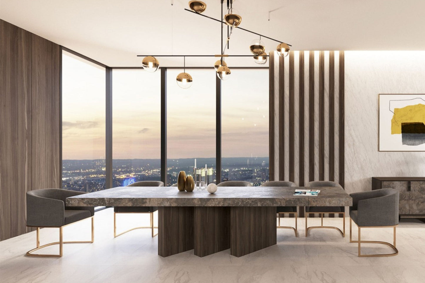 Nova Domus Amsterdam - Modern Grey Volcano & Eucalyptus Oak Dining Table