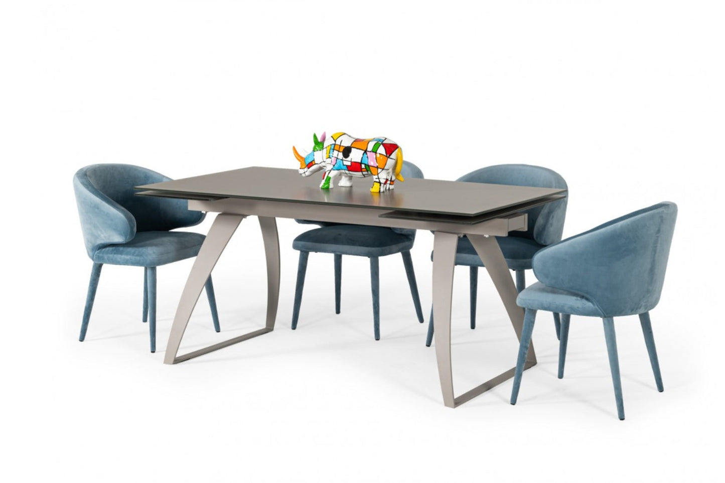 Modrest Pittson - Modern Extendable Grey Glass Dining Table