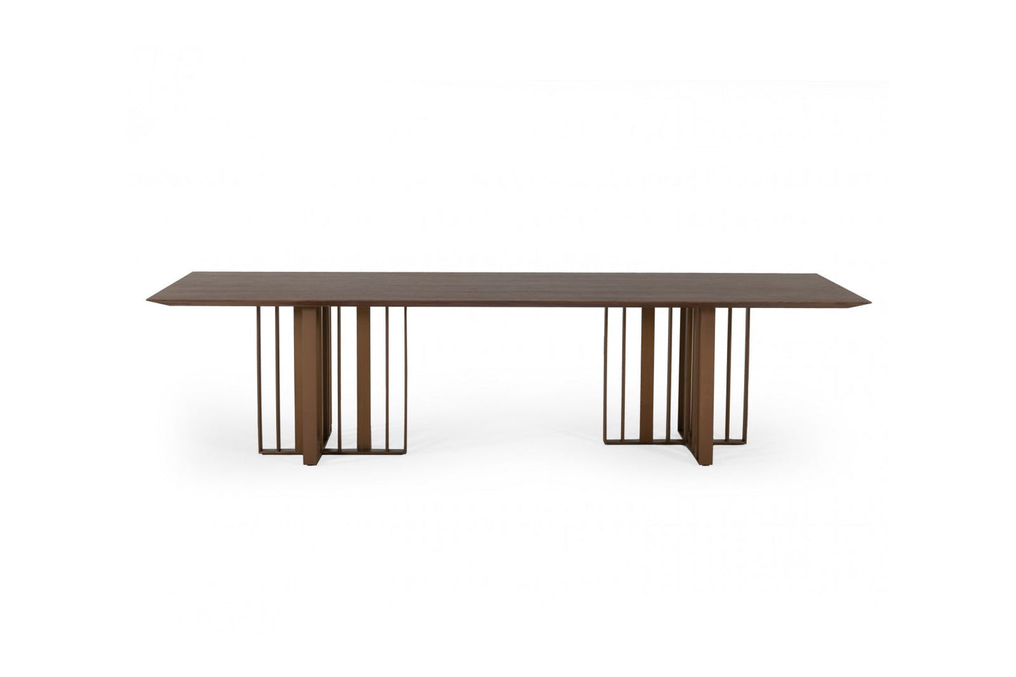 Modrest Livia - Modern Walnut & Brass Stainless Steel Dining Table