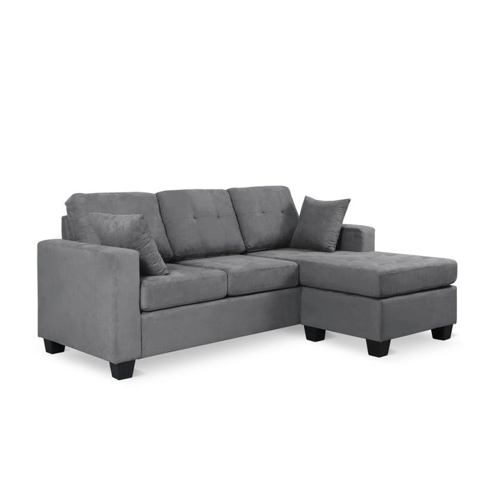 SH3217GRY-3SC REVERSIBLE SOFA CHAISE, GRAY FABRIC