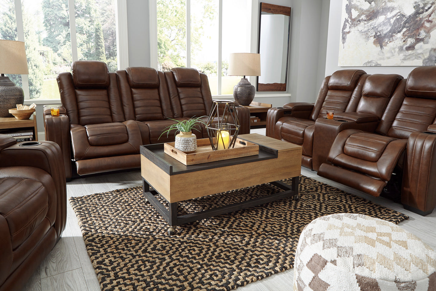 Backtrack Chocolate Power Reclining Living Room Set U28004