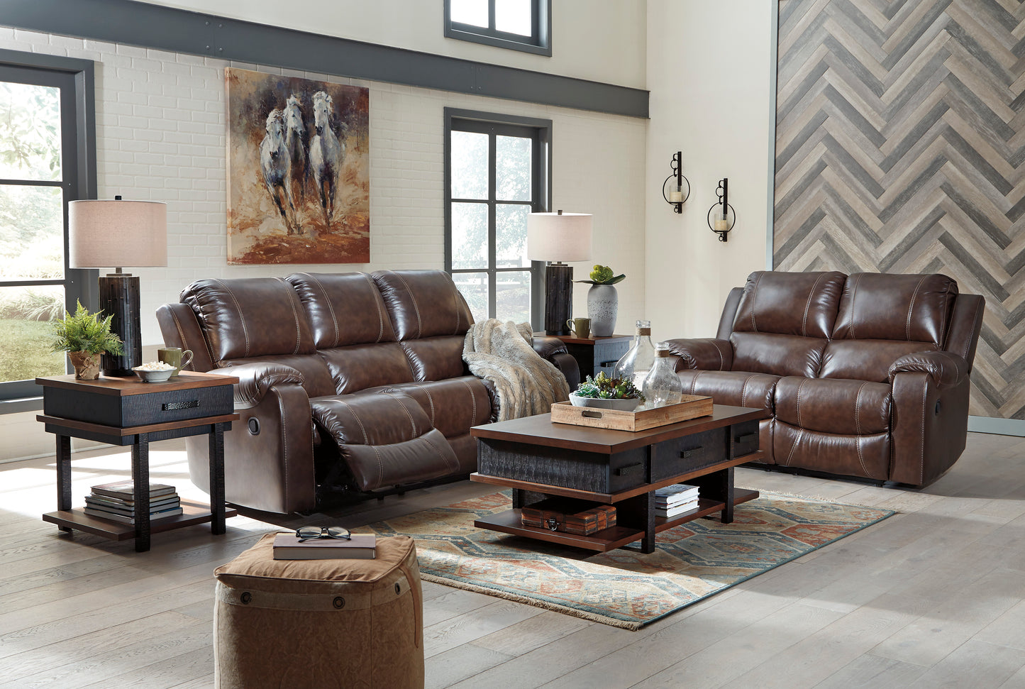 Rackingburg Manual Reclining Sofa and Loveseat - PKG007983