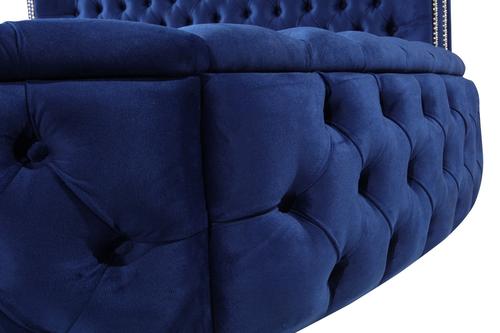 Viss Velvet Navy Queen Storage Platform Bed