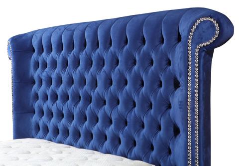 Viss Velvet Navy Queen Storage Platform Bed