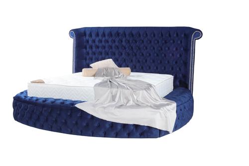 Viss Velvet Navy Queen Storage Platform Bed