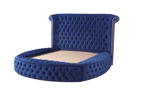 Viss Velvet Navy Queen Storage Platform Bed