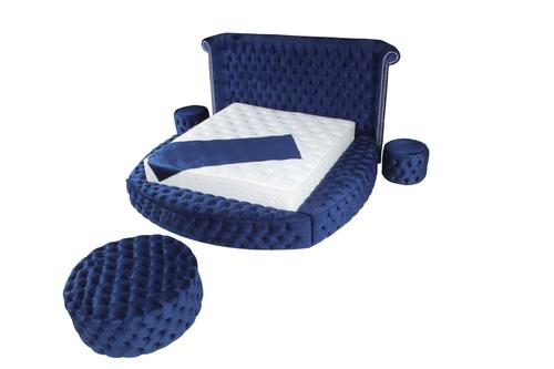 Viss Velvet Navy Queen Storage Platform Bed