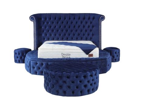Viss Velvet Navy Queen Storage Platform Bed